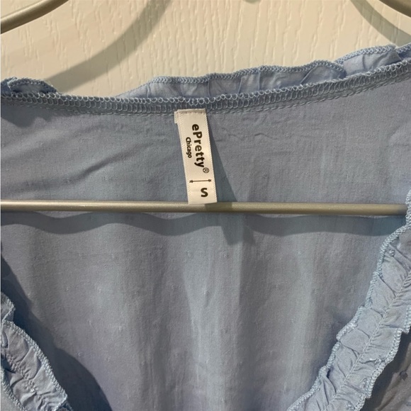 E Pretty Boho Ruffle Blue Dot Baby Doll Dress - Picture 4 of 5